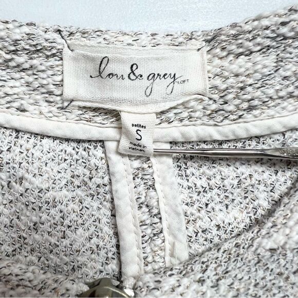 Lou & Grey Gold Coast Moto Zip Sweater Jacket Metallic Tweed SP Small Petite - Picture 8 of 10